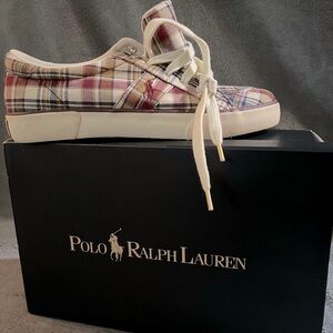 ✨BRAND NEW!✨ Polo Ralph Lauren size US 6 cranberry plaid harold sneaker